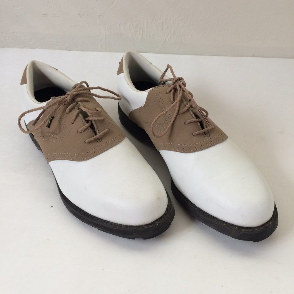 Lady Fairway Golf Cleats In White And Brown Size 8